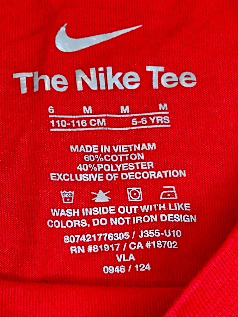 Nike Red Short-Sleeve 'Just Do It' Tee with Black Swoosh